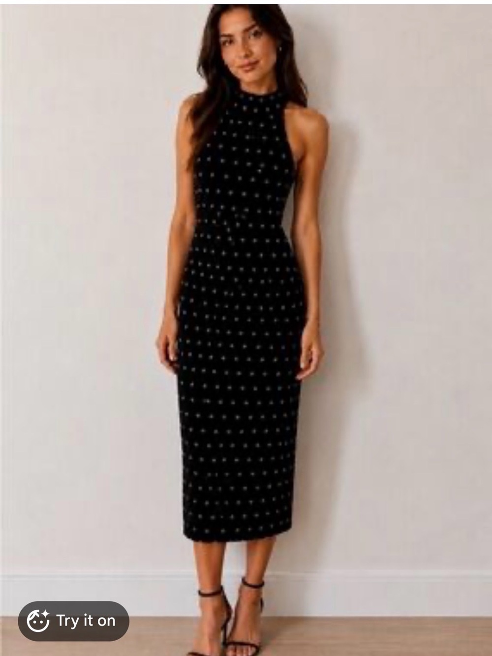 Belle Badgley Mischka Sleeveless Black Velvet Size 6 Dress with Stud Detail